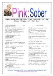 English Worksheet: Pink: Sober