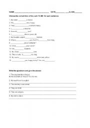 English Worksheet: verb TO BE