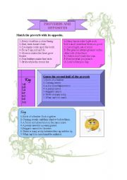 English worksheet: provrbs and opposites