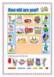 English Worksheet: How old are you? -birthday 