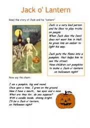 English Worksheet: jack-o-lantern