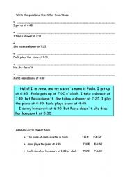 English worksheet: Reading comprehension