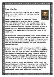 English Worksheet: Edgar Allan Poes biography