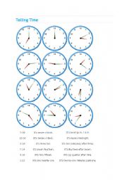 English Worksheet: Telling the time