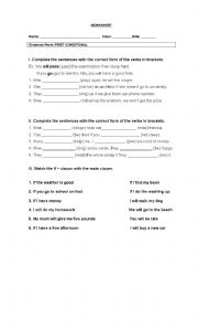 English worksheet: first conditional