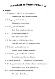 English worksheet: present perfect 01