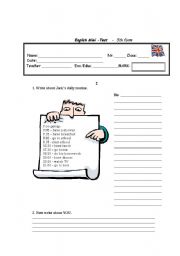 English Worksheet: Daily routine; write about you
