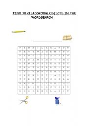 English Worksheet: Classroom objects