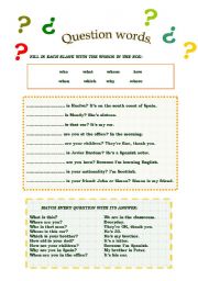 English Worksheet: Question words