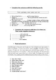 English Worksheet: there is/there are - vocabulary - present simple