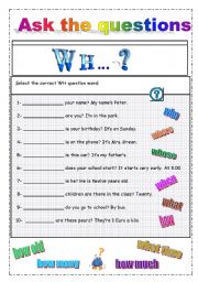English Worksheet: ASK QUESTIONS