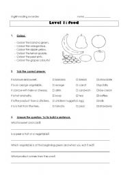 English Worksheet: Reading exercise food
