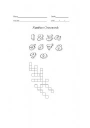 English Worksheet: Numbers crossword.