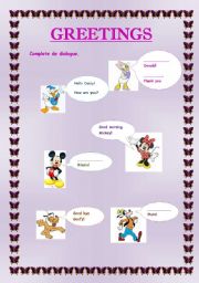 English worksheet: greetings