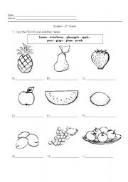 English Worksheet: Fruits