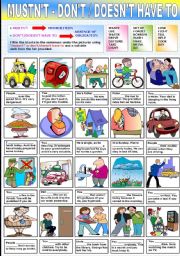 English Worksheet: MUSTN�T - DON�T / DOESN�T HAVE TO
