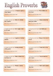 English Worksheet: English proverbs - Speaking cards