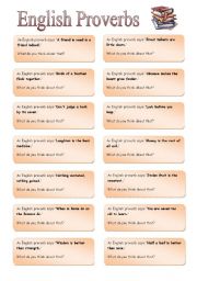 English proverbs - Speaking cards