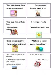 English Worksheet: Conversation card