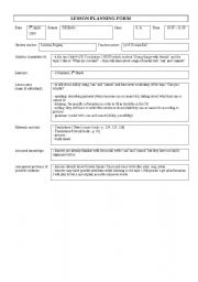 English worksheet: Can/cant lesson plan