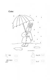 English Worksheet: Color following the instructions