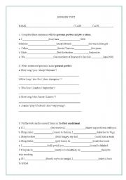 English Worksheet: TEST (Conditional type 1, present perfect, for or since, irregular verbs)