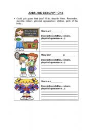 English Worksheet: JOBS AND DESCRIPTIONS