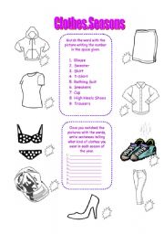English Worksheet: CLOTHES AND SEASONS