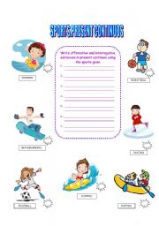 English Worksheet: SPORTS AND PRESENT CONTINUOUS