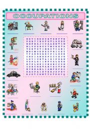 English Worksheet: OCCUPATIONS  (3/3)  wordsearch