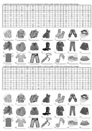 Clothes wordsearch