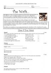 English Worksheet: Listening - Here if You Want, The Waifs