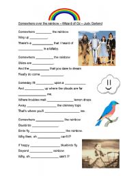 English Worksheet: Somewhere over the rainbow - the wizard of Oz