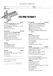 English Worksheet: Listening - Hannah Montana - Lifes What You Make It