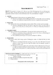 English worksheet: Write a  fictional text project