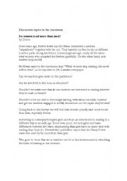 English Worksheet: Discussion Topic: Do Women read more than Men?