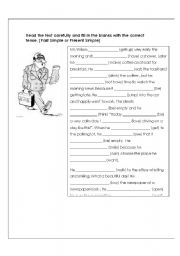 English Worksheet: PAST SIMPLE AND PRESENT SIMPLE MR. WILSON