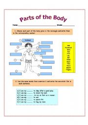 English Worksheet: Parts of the Body