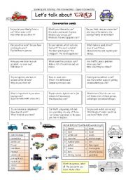 English Worksheet: Lets talk about CARS