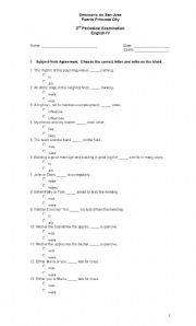 English Worksheet: Grammar examination