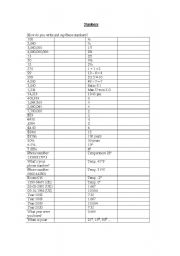 English worksheet: Numbers