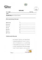 English Worksheet: The days of the week