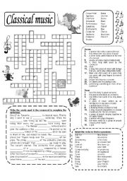 English Worksheet: Classical music crossword b&w