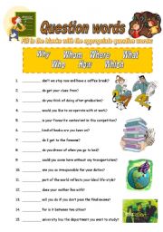 English Worksheet: Question Words for elementary