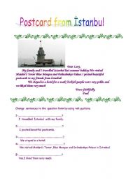 English worksheet: Postcard from stanbul