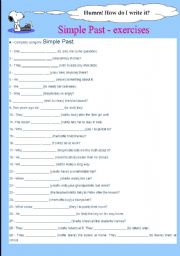 English Worksheet: simple past - exercises - gap filling