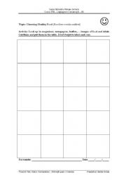 English worksheet: Healthy and Unhealthy