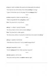 English worksheet: Phrasal Verbs with the letter A