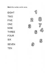 English Worksheet: Numbers 1-10