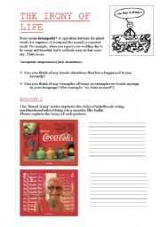 English Worksheet: The irony of life (reading+writing+listening song Ironic)